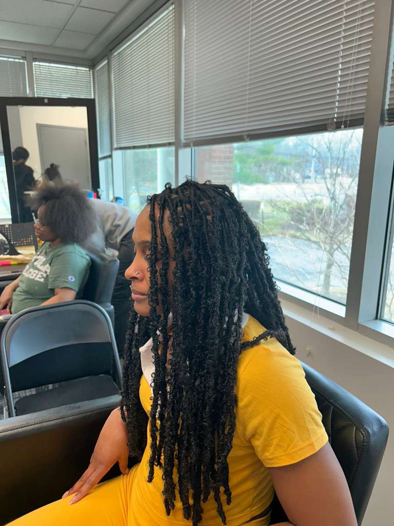 Long Waist Length box braids in black